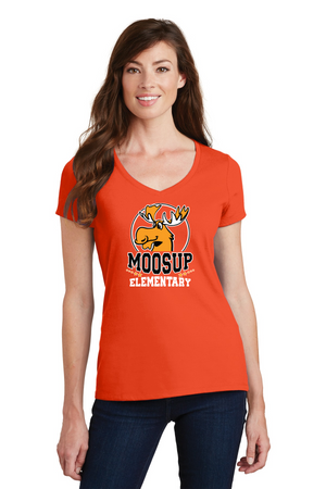 Moosup Elementary School Spirit Wear 2023-24 On-Demand Store-Port and Co Ladies V-Neck Circle Logo