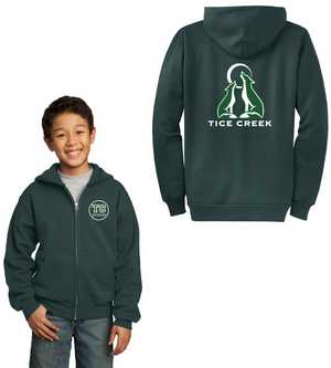 Tice Creek Spirit Wear 2023-24 On-Demand-Unisex Full-Zip Hooded Sweatshirt Front/Back Logo