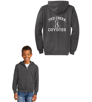 Tice Creek Spirit Wear 2023-24 On-Demand-Unisex Full-Zip Hooded Sweatshirt Typographic Logo