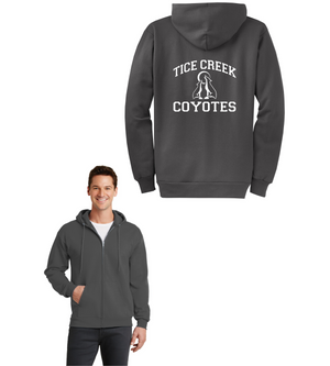 Tice Creek Spirit Wear 2023-24 On-Demand-Unisex Full-Zip Hooded Sweatshirt Typographic Logo