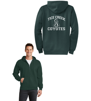 Tice Creek Spirit Wear 2023-24 On-Demand-Unisex Full-Zip Hooded Sweatshirt Typographic Logo