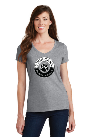 Twin Oaks Spirit Wear 2023-24 On-Demand Store-Port and Co Ladies V-Neck Circle Logo