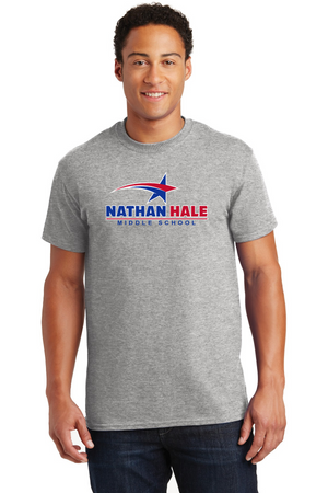 Nathan Hale MS Spirit Wear 2023-24 On-Demand-Unisex T-Shirt Blue & Red Star Logo