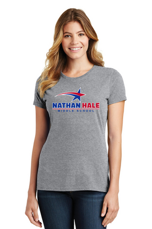 Nathan Hale MS Spirit Wear 2023-24 On-Demand-Port and Co Ladies Favorite Shirt Blue & Red Star Logo