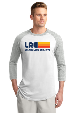 Lang Ranch Elm Spirit Wear 2023-24 On-Demand Store-Unisex Baseball Tee LRE Stripe Logo