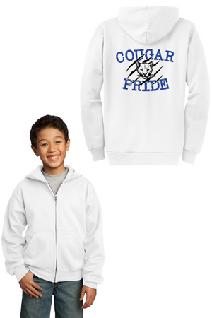 Kent Elementary Spirit Wear 2023-24 On-Demand-Unisex Full-Zip Hooded Sweatshirt Cougar Pride Logo