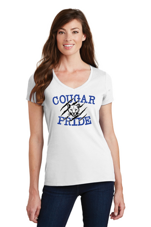 Kent Elementary Spirit Wear 2023-24 On-Demand-Port and Co Ladies V-Neck Cougar Pride Logo