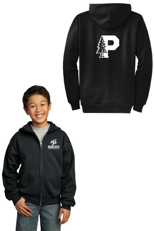 Paradise High School Spirit Wear 2023-24 On-Demand-Unisex Full-Zip Hooded Sweatshirt Bobcat Mascot Logo