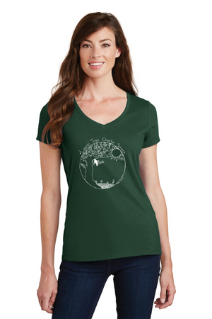 Laurel Tree Charter-Port and Co Ladies V-Neck Tree Logo