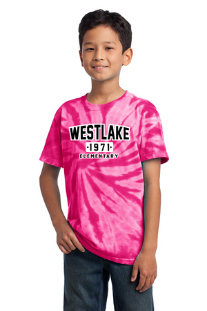 Westlake Elementary Spirit Wear 2023/24 On-Demand-Youth Unisex Tie-Dye Shirt Westlake 1971 Black Logo