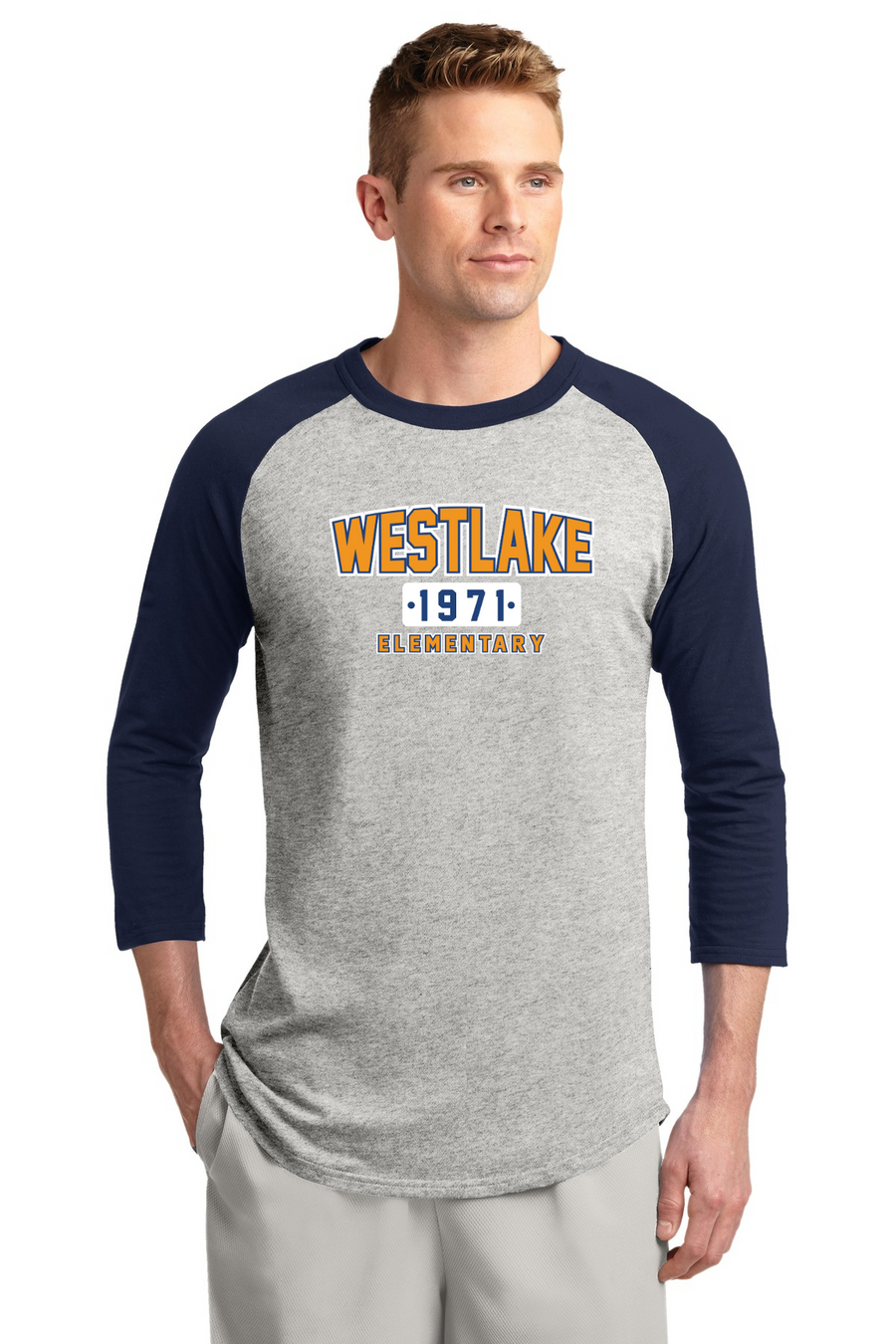 Westlake Elementary Spirit Wear 2023/24 On-Demand-Unisex Baseball Tee Westlake 1971 Oange Logo