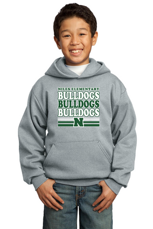 Niles Elementary Spirit Wear 2023-24 On-Demand-Youth Unisex Port & Company Hoodie Bulldog Logo