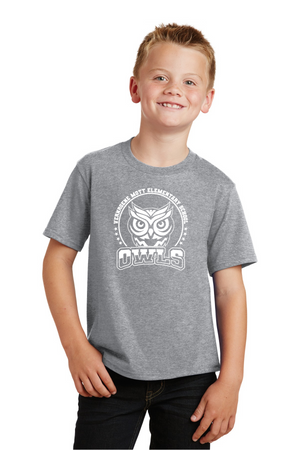 Mott Elementary Spirit Wear 2024 On-Demand-Youth Unisex Port & Company Fan Favorite Premium Tee White Owl Logo