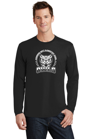 Mott Elementary Spirit Wear 2024 On-Demand-Adult Unisex Gildan Long Sleeve Tee White Owl Logo