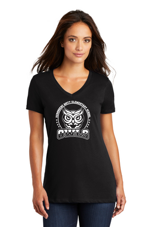 Mott Elementary Spirit Wear 2024 On-Demand-Premium District Womens V-Neck White Owl Logo