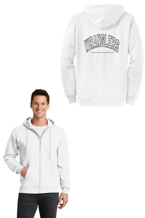 Lang Ranch Elm Spirit Wear 2023-24 On-Demand Store-Unisex Full-Zip Hooded Sweatshirt Typographic