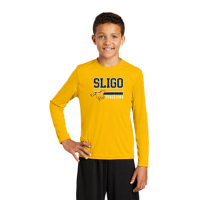 Sligo Middle School 2023-24 Spirit Wear-Youth Unisex Dri-Fit Long Sleeve Tee Stripe Logo