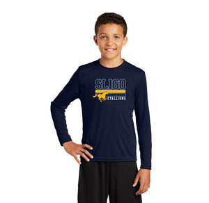 Sligo Middle School 2023-24 Spirit Wear-Youth Unisex Dri-Fit Long Sleeve Tee Stripe Logo