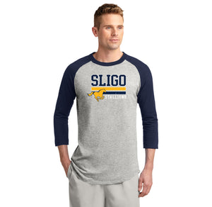 Sligo Middle School 2023-24 Spirit Wear-Adult Unisex Baseball Tee Stripe Logo