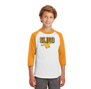 Sligo Middle School 2023-24 Spirit Wear-Youth Unisex Baseball Tee Stallion Logo