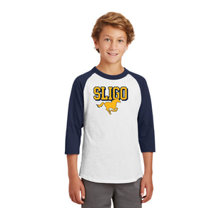 Sligo Middle School 2023-24 Spirit Wear-Youth Unisex Baseball Tee Stallion Logo