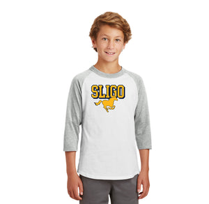 Sligo Middle School 2023-24 Spirit Wear-Youth Unisex Baseball Tee Stallion Logo