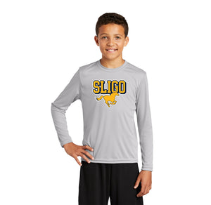 Sligo Middle School 2023-24 Spirit Wear-Youth Unisex Dri-Fit Long Sleeve Tee Stallion Logo