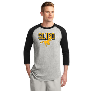 Sligo Middle School 2023-24 Spirit Wear-Adult Unisex Baseball Tee Stallion Logo