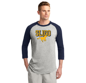 Sligo Middle School 2023-24 Spirit Wear-Adult Unisex Baseball Tee Stallion Logo