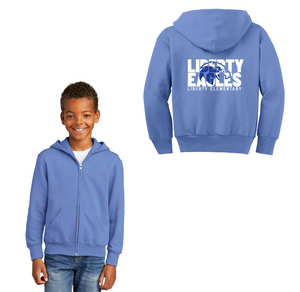 Liberty Elementary Fall Spirit Wear 2023-24 On-Demand-Youth Unisex Full-Zip Hooded Sweatshirt Eagle Logo