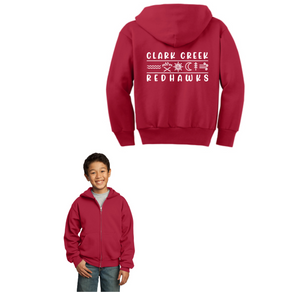 Clark Creek Spirit Wear 2023-24 On-Demand Store-Youth Unisex Full-Zip Hooded Sweatshirt