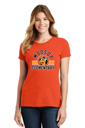 Moosup Elementary School Spirit Wear 2023-24 On-Demand Store-Port and Co Ladies Favorite Shirt Orange Stripe