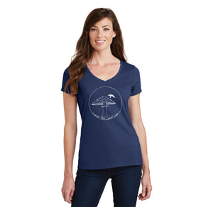 Laurel Tree Charter-Womens Fan Favorite V-Neck Tee Mushroom Logo