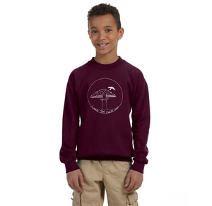 Laurel Tree Charter-Youth Unisex Crewneck Sweatshirt Mushroom Logo