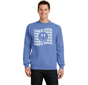 Liberty Elementary Fall Spirit Wear 2023-24 On-Demand-Adult Unisex Crewneck Port & Company Core Fleece Sweatshirt Smiley Logo