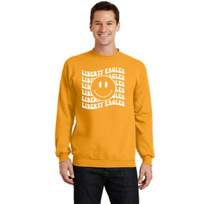 Liberty Elementary Fall Spirit Wear 2023-24 On-Demand-Adult Unisex Crewneck Port & Company Core Fleece Sweatshirt Smiley Logo