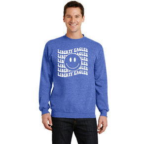 Liberty Elementary Fall Spirit Wear 2023-24 On-Demand-Adult Unisex Crewneck Port & Company Core Fleece Sweatshirt Smiley Logo