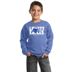 Liberty Elementary Fall Spirit Wear 2023-24 On-Demand-Youth Unisex Port & Company Crewneck Sweatshirt Eagle Logo