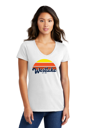 Westlake Elementary Spirit Wear 2023/24 On-Demand-Port and Co Ladies V-Neck Sunset Logo