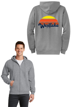 Westlake Elementary Spirit Wear 2023/24 On-Demand-Adult Full-Zip Hooded Sweatshirt Sunset Logo