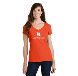 Village Academy Spirit Wear 2023-24 On-Demand-Womens Fan Favorite V-Neck Tee VA Logo