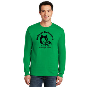 Huffman Elementary Spirit Wear 2023-24 On-Demand-Adult Unisex Long Sleeve Tee Husky Logo