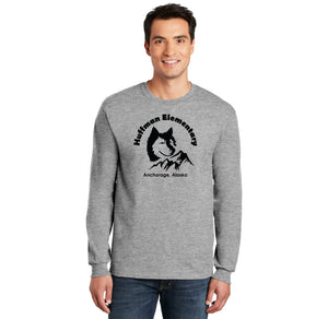 Huffman Elementary Spirit Wear 2023-24 On-Demand-Adult Unisex Long Sleeve Tee Husky Logo