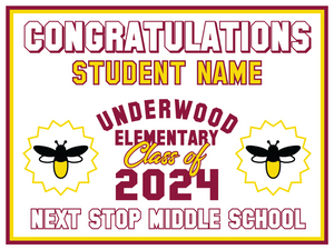 Underwood Elementary 5th Grade Yard Signs 2024 On-Demand-Yard Sign w/ Stake + Personalized Name