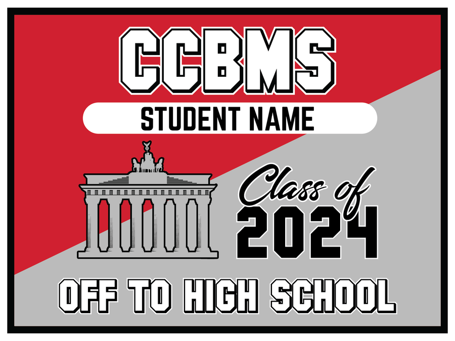 Brandenburg MS 8th Grade Grad Signs 2024 On-Demand-Yard Sign w/ Stake + Personalized Name