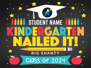 Graduation Yard Sign Demo Store-Kindergarten_Yard Sign w/ Stake + Personalized Name