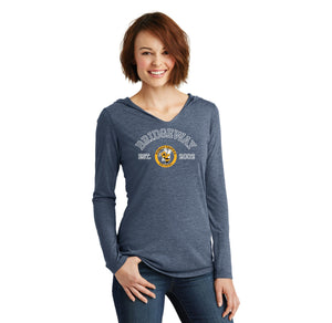 Bridgeway Island-Womens Premium Perfect Tri Long Sleeve Hoodie Circle Logo