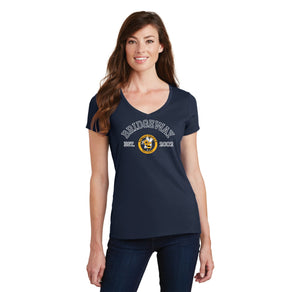 Bridgeway Island-Womens Fan Favorite V-Neck Tee Circle Logo