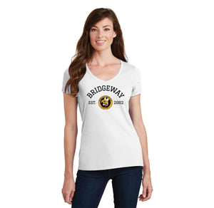 Bridgeway Island-Womens Fan Favorite V-Neck Tee Circle Logo