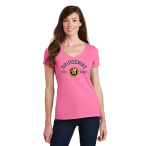 Bridgeway Island-Womens Fan Favorite V-Neck Tee Circle Logo